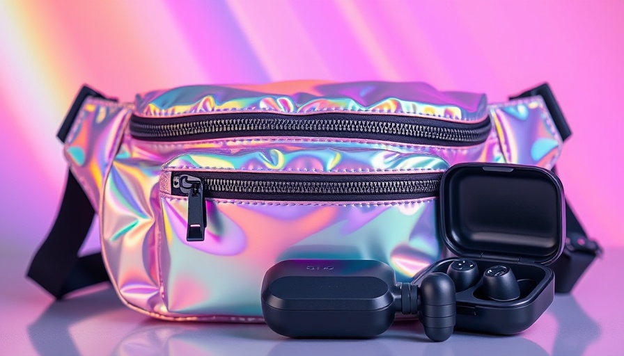 Best Festival Accessories include iridescent fanny pack, power bank, earplugs.