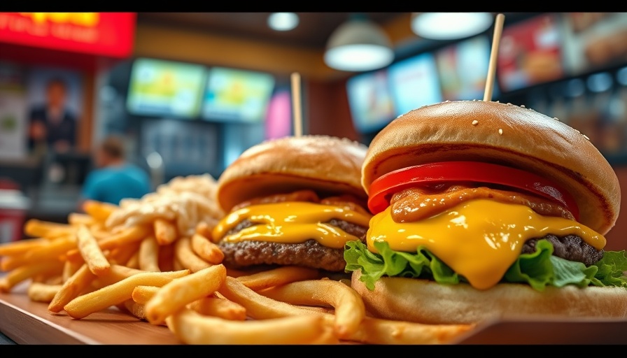 Cheeseburgers and loaded fries highlighting healthier food choices