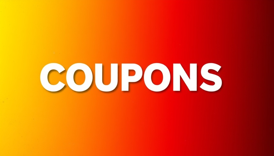 Vibrant 'COUPONS' graphic with a color gradient background.