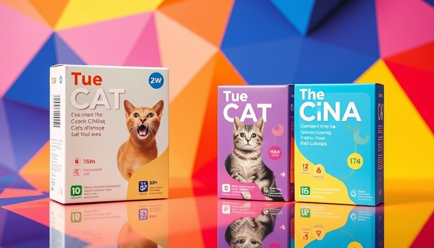 Vibrant cat DNA test kits display on geometric background. Best At-Home Pet DNA Test Kits.