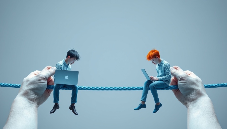 Digital tug-of-war representing competitor keyword bidding.