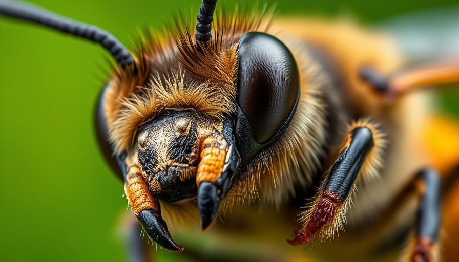 Macro view of a bee's face exemplifies smarter AI solutions from tiny bee brains.
