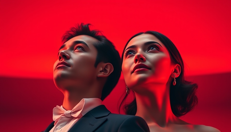 Futuristic double portrait with warm tones relating to SpaceX Starship flight.