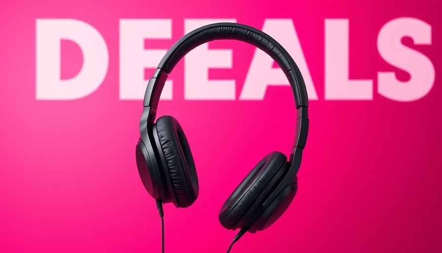 Sony WH-1000XM5 noise-canceling headphones on vibrant deals background.