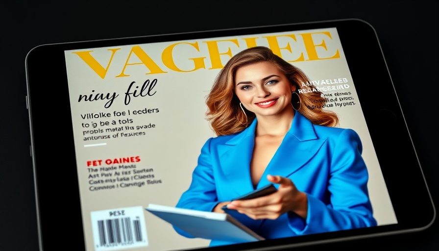 Digital magazine cover display on devices, modern interface.