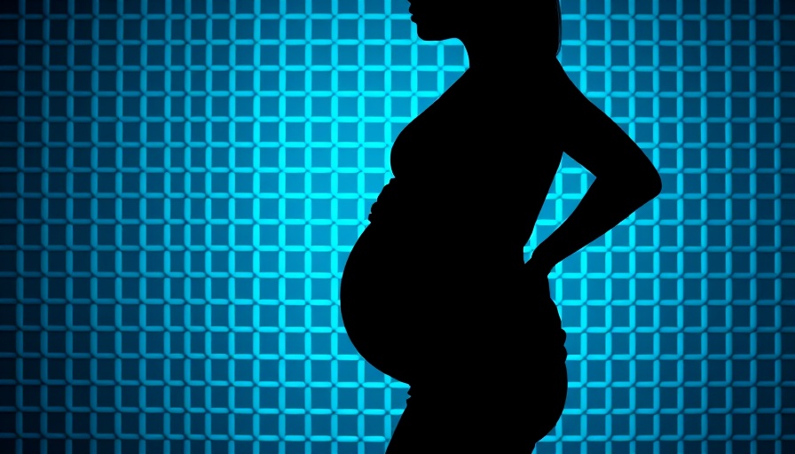 Silhouetted pregnant woman against neon green background.
