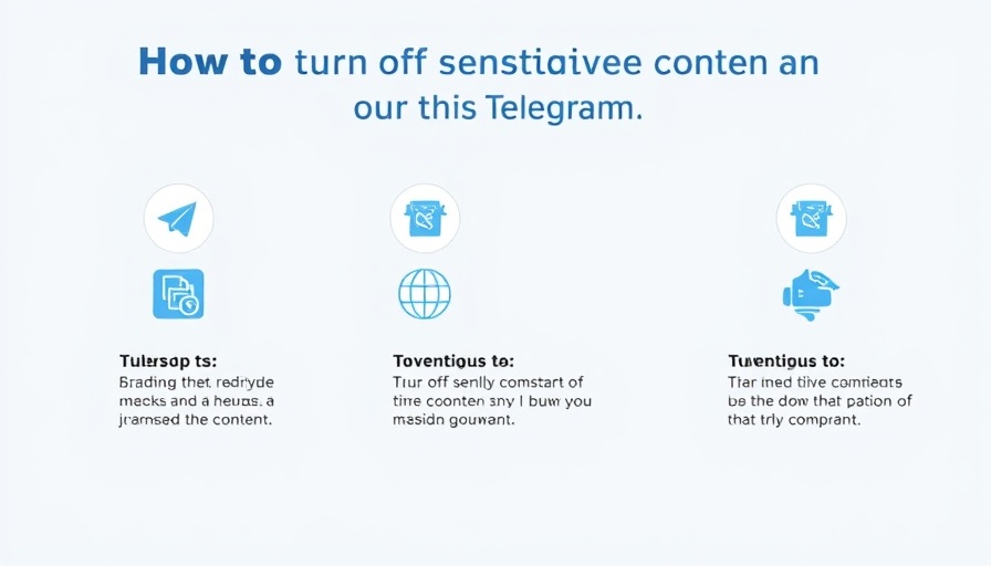 Infographic on turning off sensitive content on Telegram with steps.