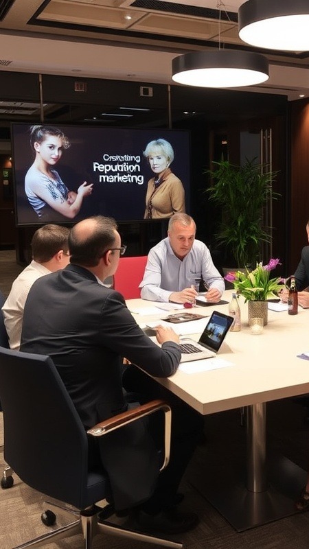 Woodstock Reputation Marketing meeting in office