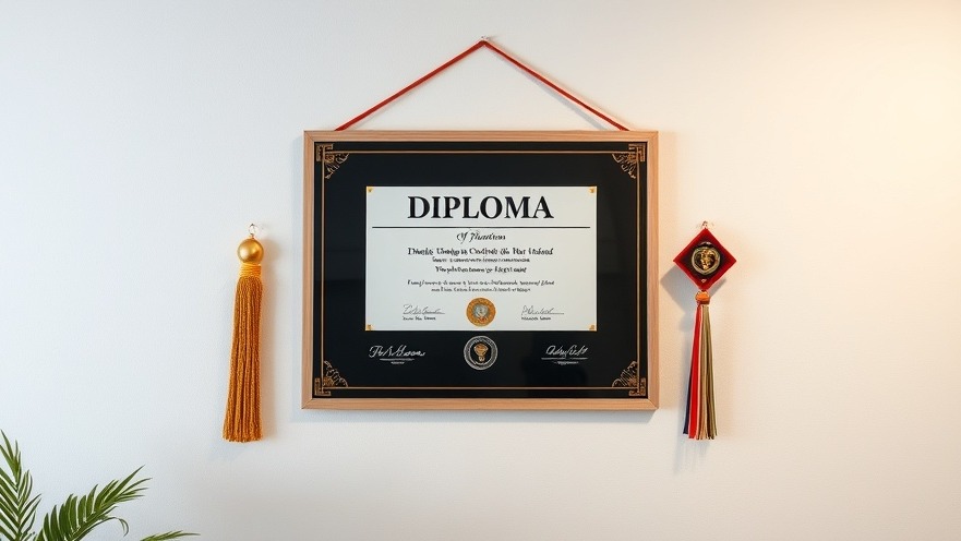 Diploma on wall showcasing Texas mental health professionals' achievements.