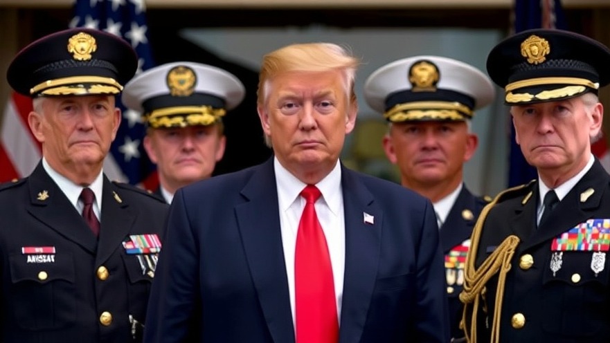 Trump with army generals influencing military politics and U.S. foreign relations
