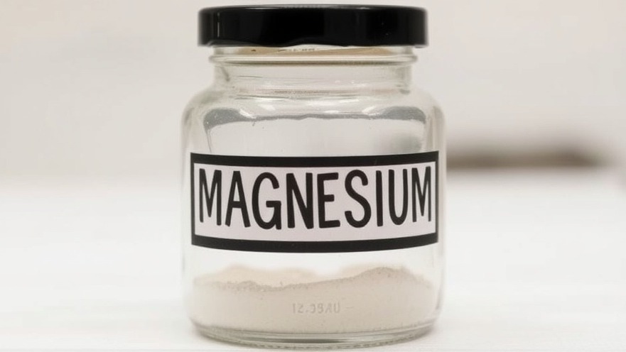 Jar labeled 'MAGNESIUM' showcasing magnesium-rich foods to combat anxiety and depression.