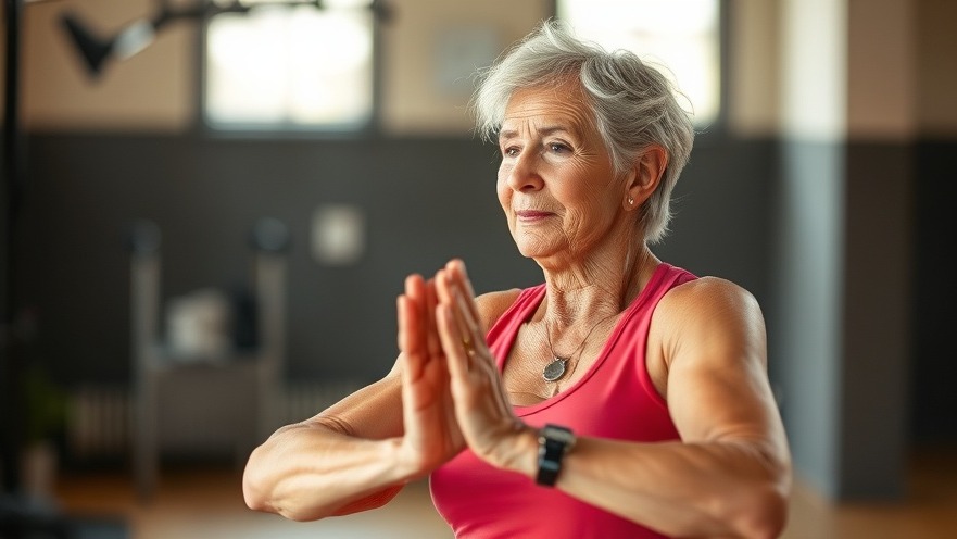 Senior woman exercising for holistic wellness and a healthy lifestyle.