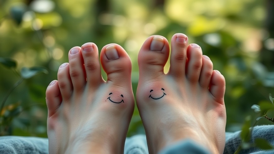 Joyful toes smiling outdoors, showcasing toe care and toenail maintenance for happy foot health.