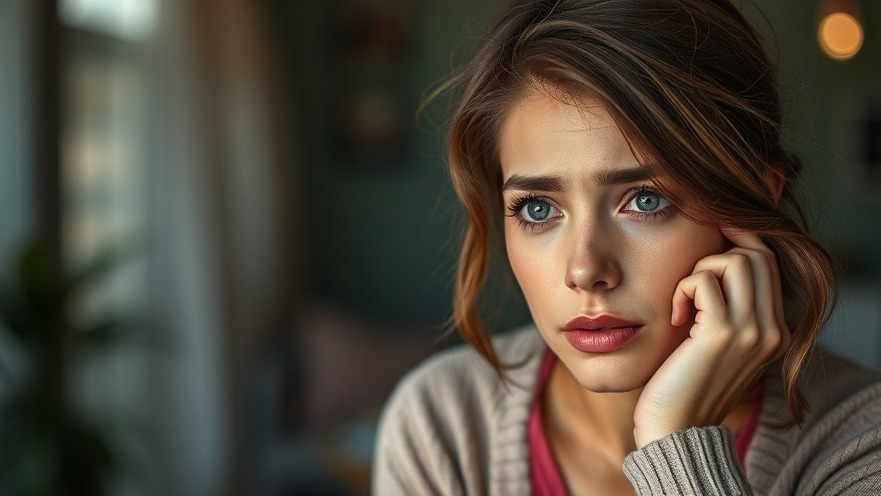 Worried younger woman addressing genital anxiety and body odor concerns.