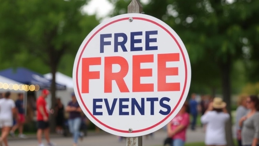 Free Houston events sign promoting weekend events and family fun.