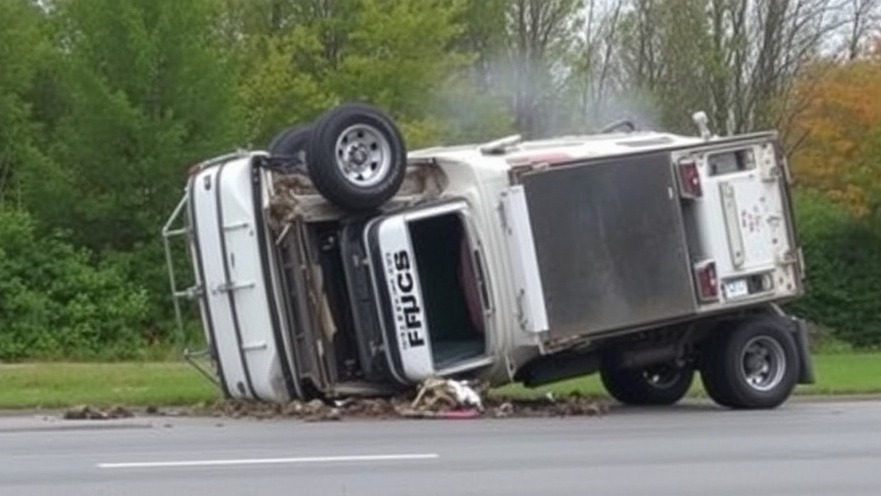 First responder safety at rollover truck crash scene, showcasing community support.
