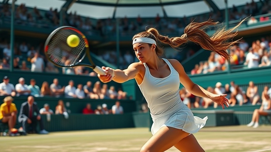 Dynamic female tennis player serving, showcasing empowerment in sports and gender equality.
