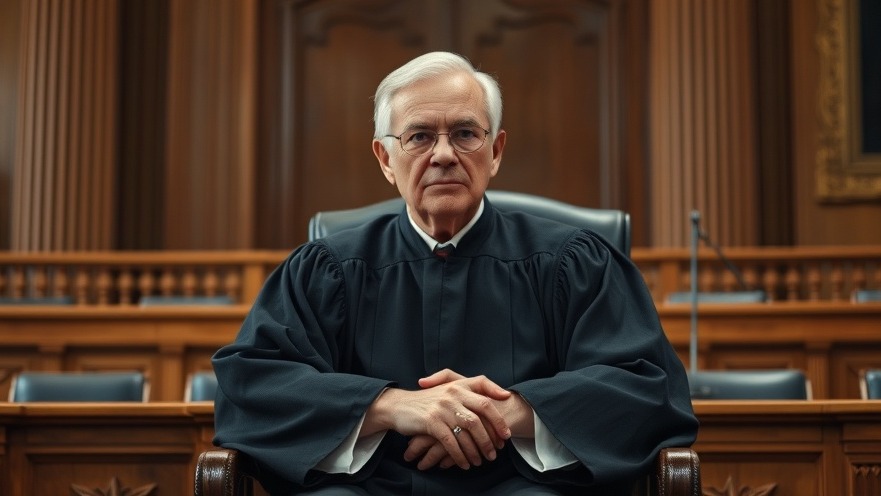 An older male judge in black robe emphasizes judicial independence amidst political rhetoric.