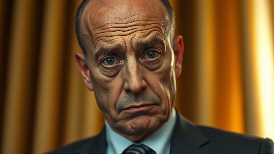 Pensive middle-aged man in suit reflecting on political ethics amidst mortgage fraud allegations.