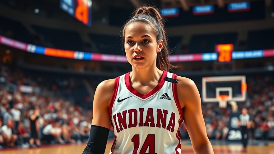 Focused Indiana female basketball player exiting the court during March Madness.
