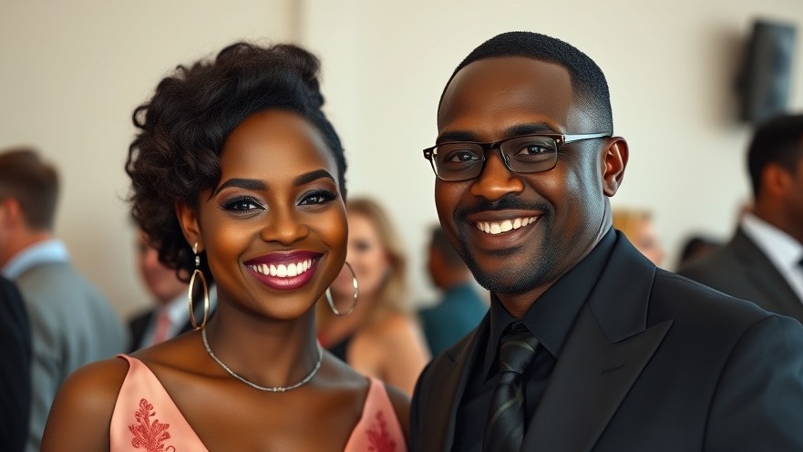 Black couple smiling at event, showcasing community support news and road safety tips.