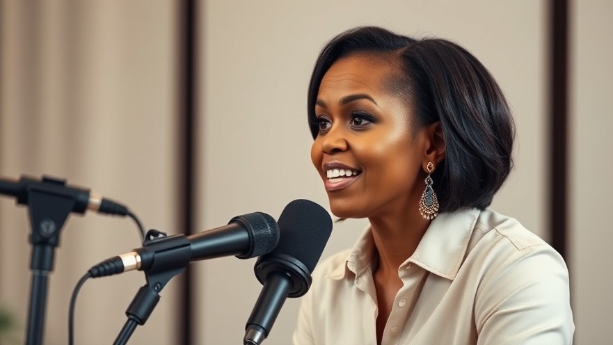 Michelle Obama discusses women's rights and reproductive health in a calm podcast setting.