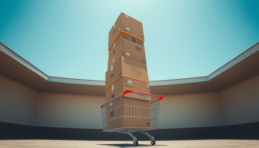 Stacked boxes in a shopping cart illustrating curb impulse buying.