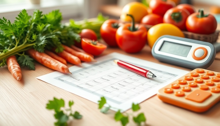 Low Carb vs DASH Diet planning with fresh vegetables and diet program.