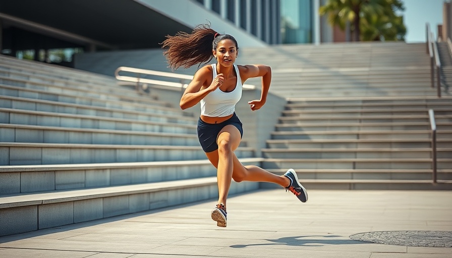 Energetic woman performing a Norwegian 4x4 workout outdoors.