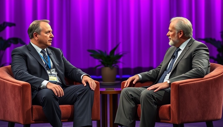 Two men conversing on a talk show set, Nicholas Sparks M. Night Shyamalan Remain atmosphere.