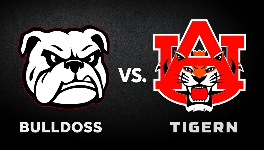 Georgia vs Auburn football analysis graphic with team logos and dark background