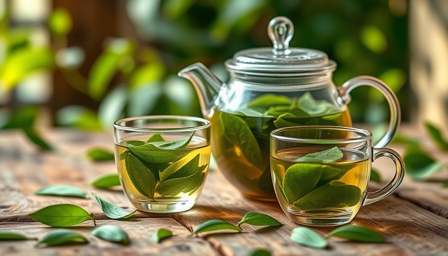 Aromatic green tea set on rustic table to boost metabolism naturally.