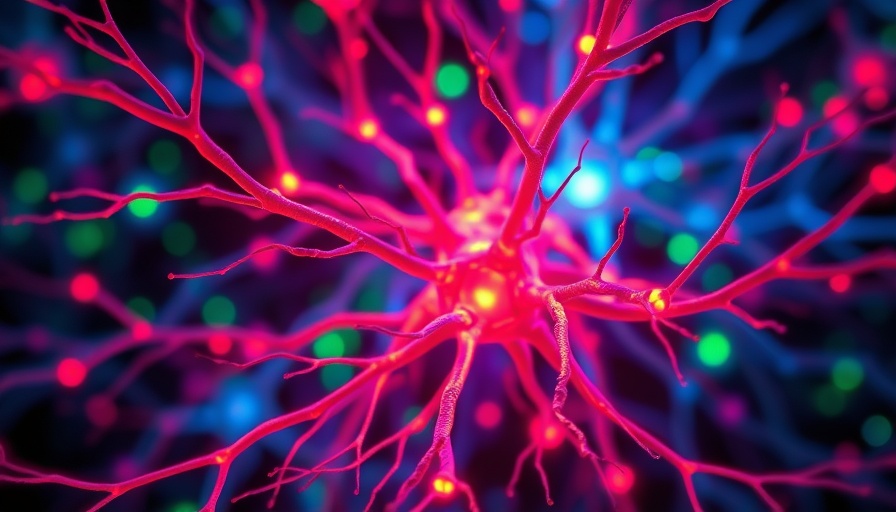 Abstract neural network illustration depicting astrocytic dysfunction.