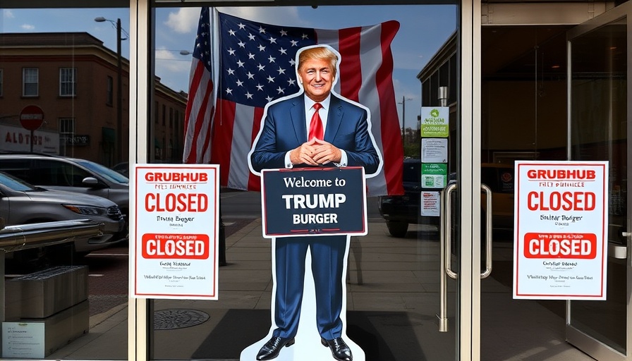 Trump Burger Houston Closure: Entrance with closed sign and Trump cutout.