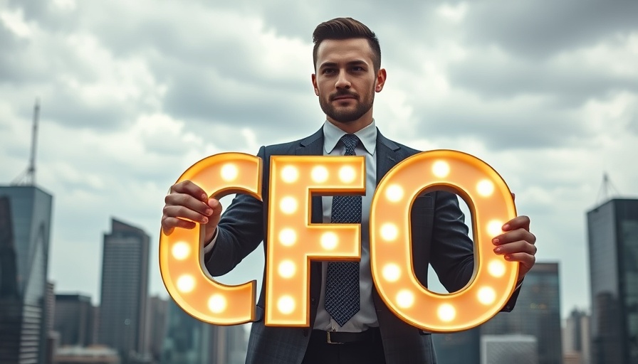 Houston business news: professional holding CFO symbol against skyline.
