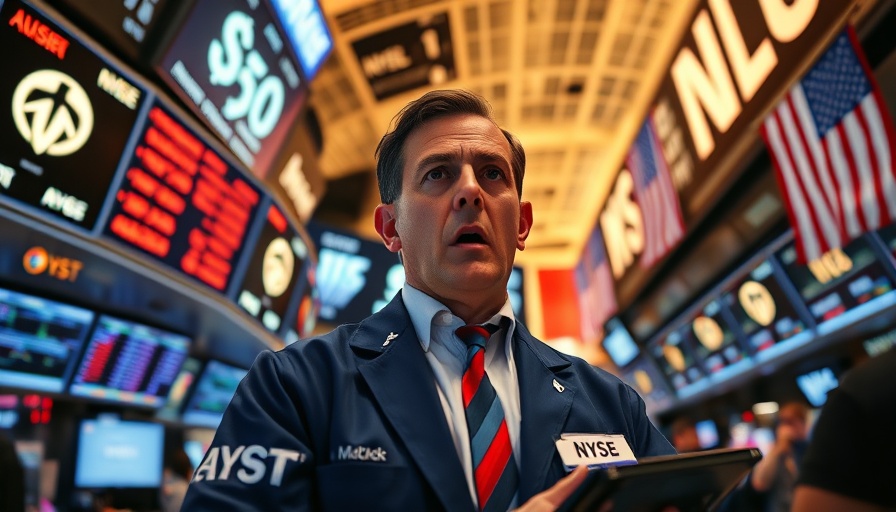 Stock trader reacts to Trump tariffs impact on stocks at NYSE.