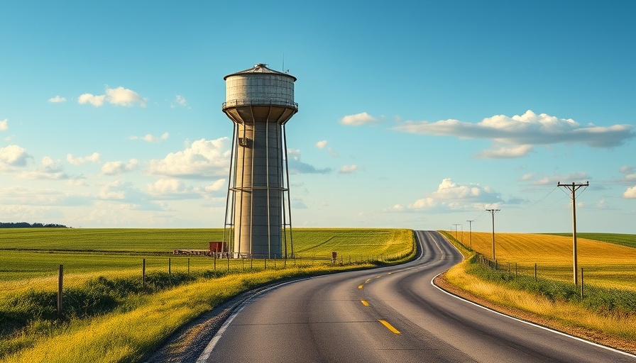 Hutto water tower and road under clear sky