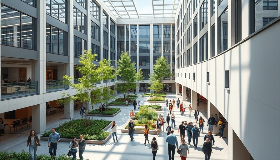 Texas Municipal League HQ move: modern building with garden courtyard.