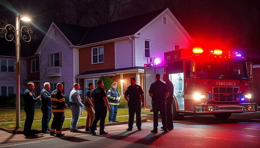 Emergency scene at night with firefighters outside a house for San Antonio fire safety news