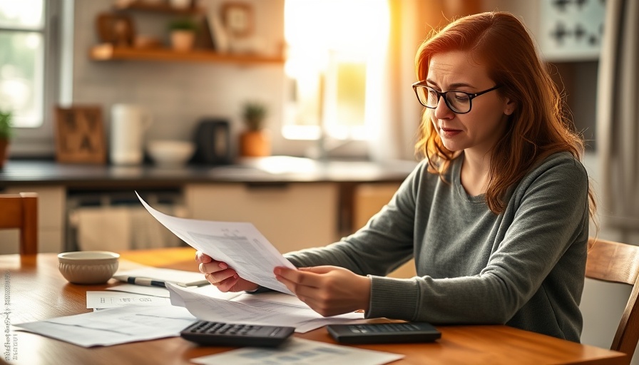 Young woman reviewing 401(k) tax break changes documents in kitchen.