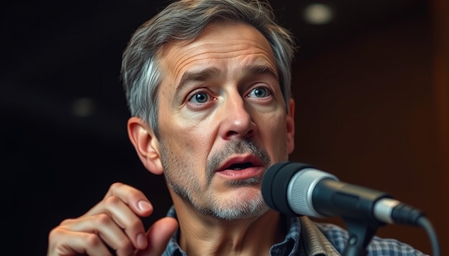 Middle-aged man discussing anti-inflammatory food indoors.