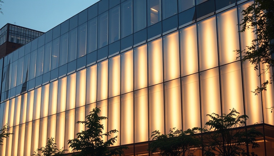 Modern building facade with evening lighting, related to DBE ACDBE certification changes.