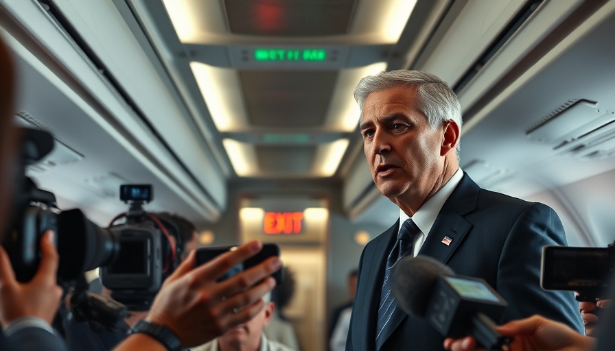 Political figure discussing US-China trade relations with reporters.