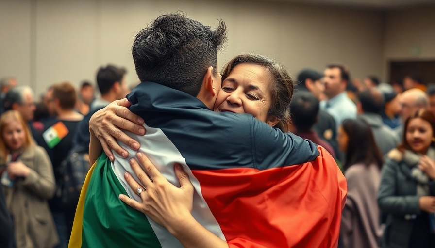 Joyful reunion captures emotional family moment indoors.