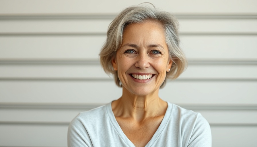 Middle-aged woman smiling with soft lighting.