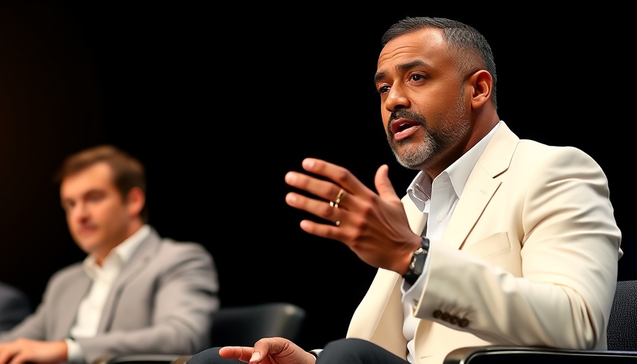Passionate speaker discussing current events USA at a panel.