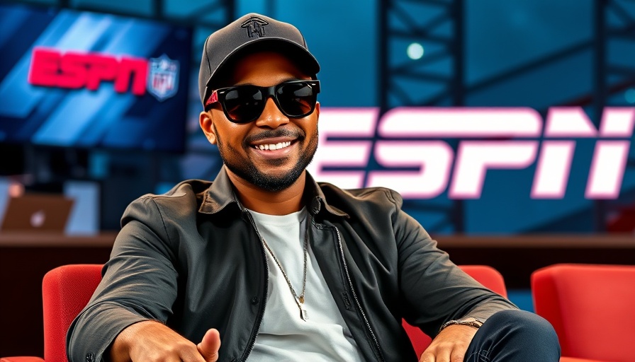 NFL news: Smiling man with sunglasses on ESPN set.