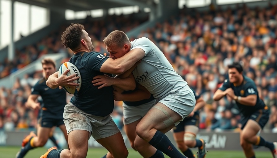 Emotional resilience in sports depicted through intense rugby action.