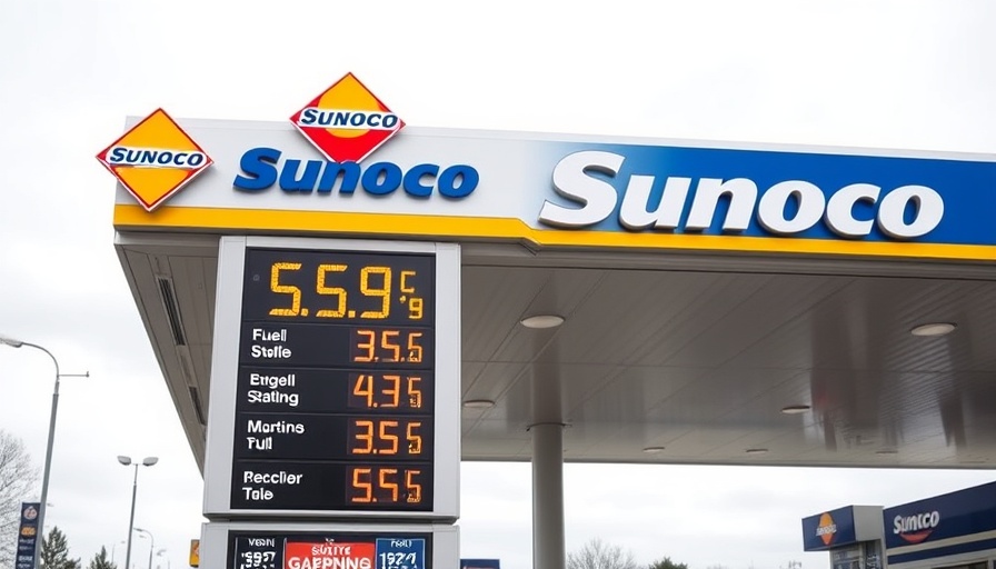 Sunoco gas station and price sign highlighting acquisition by Parkland.