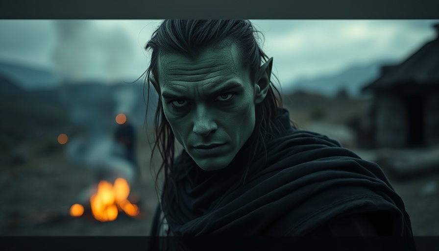 Mystical green-skinned character in dark attire from 'Wicked for Good' movie.